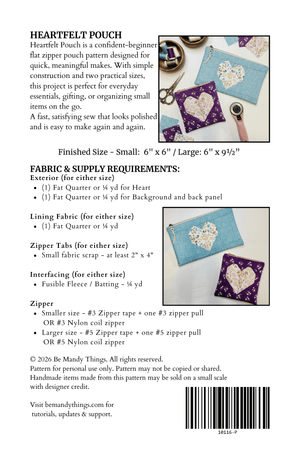 Heartfelt Pouch PDF Sewing Pattern