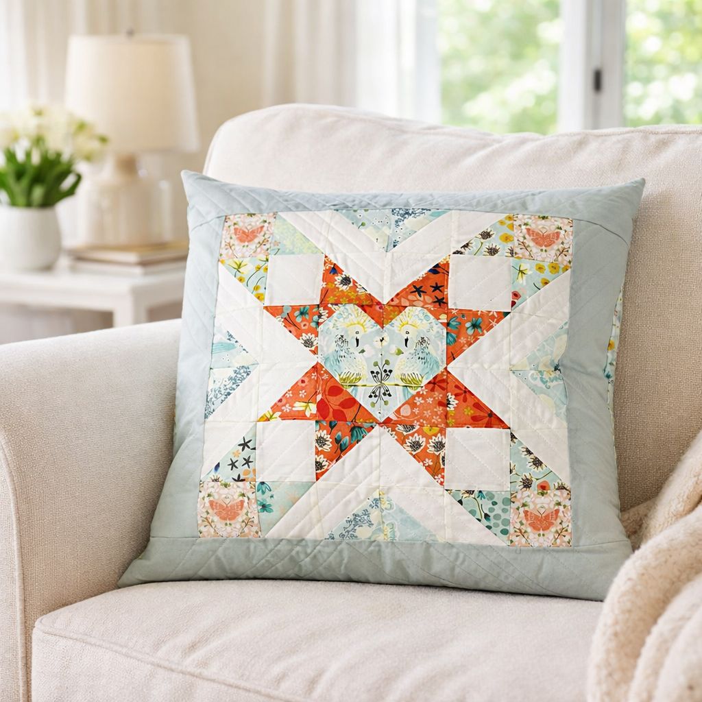 Shining Heart Quilted Pillow PDF Sewing Pattern