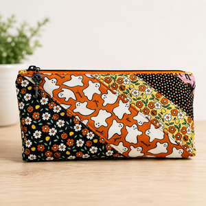 Handmade Halloween Zipper Pouch | Patchwork Spooky Bag
