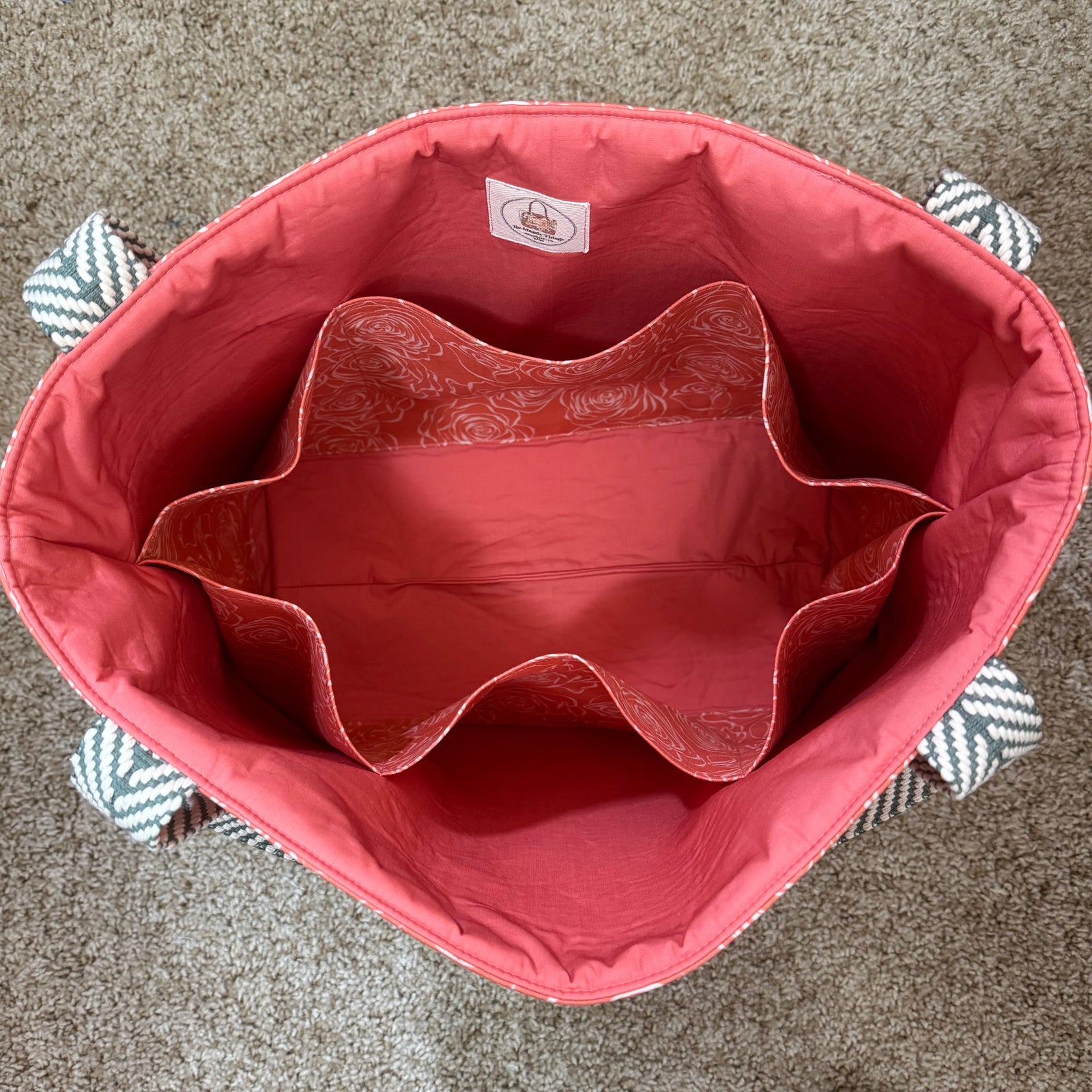 pink and green floral large everyday tote
