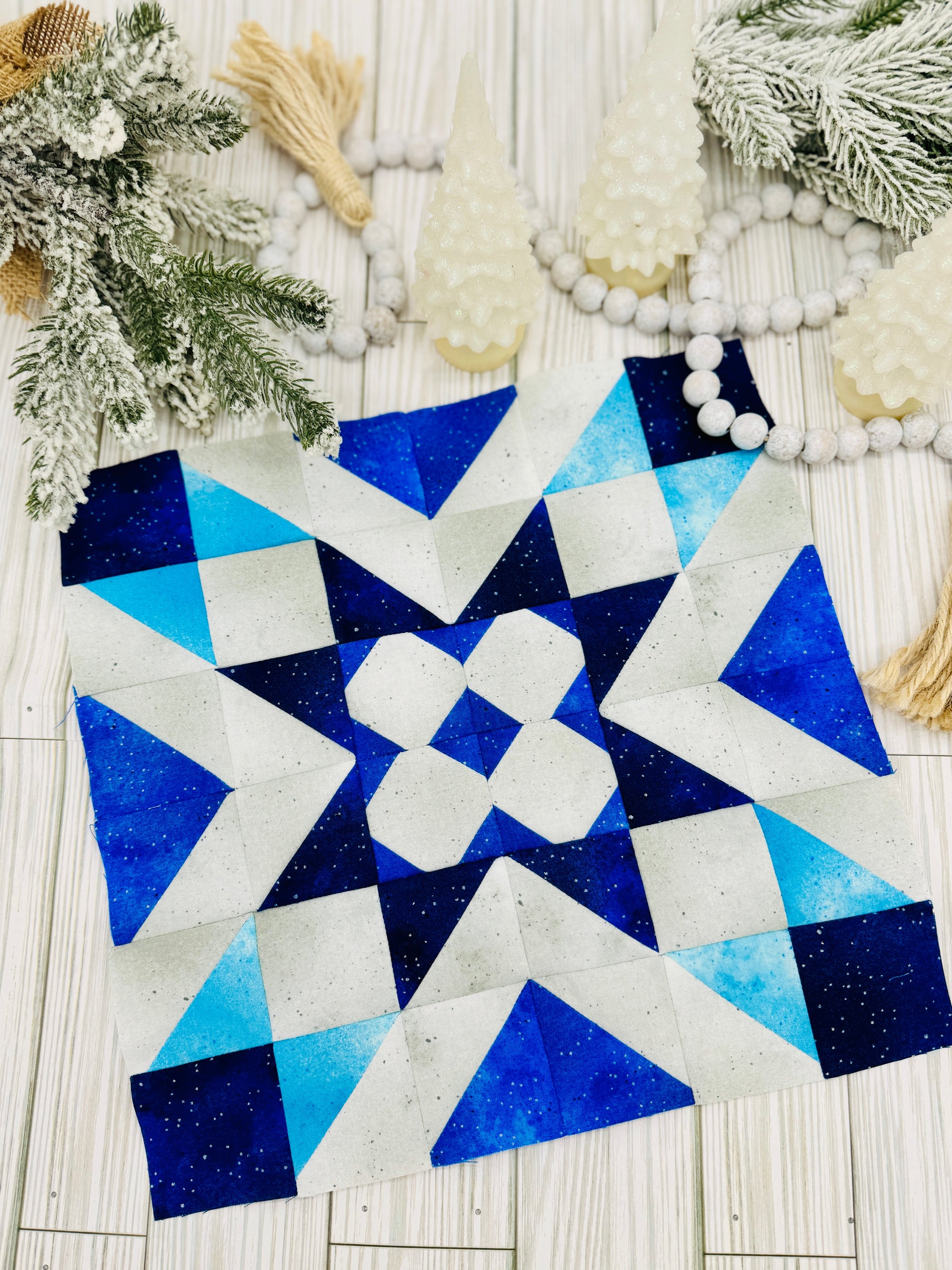Shining Snowflake Quilt Block & Bonus Pillow Cover