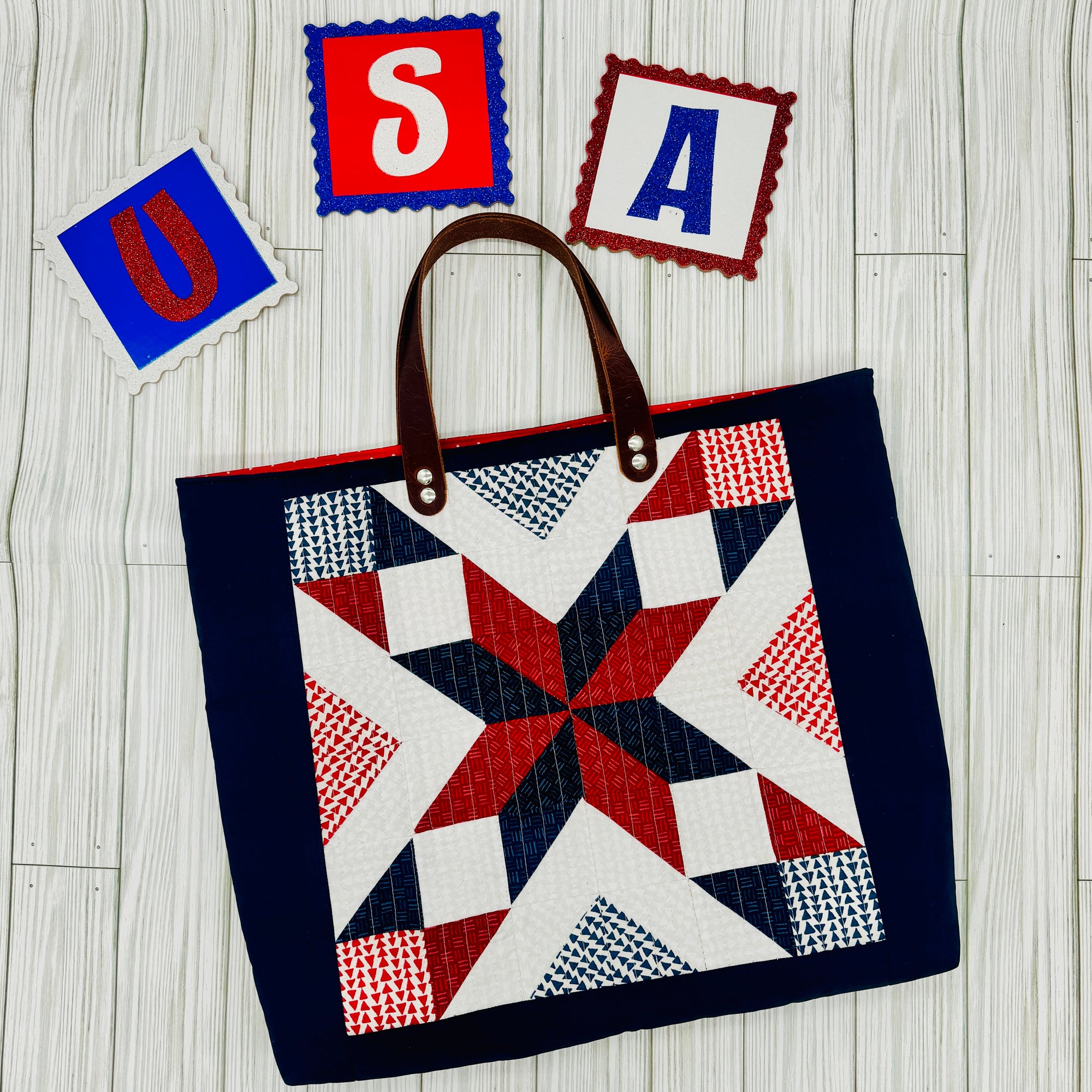 Patriotic Quilted Tote Bag