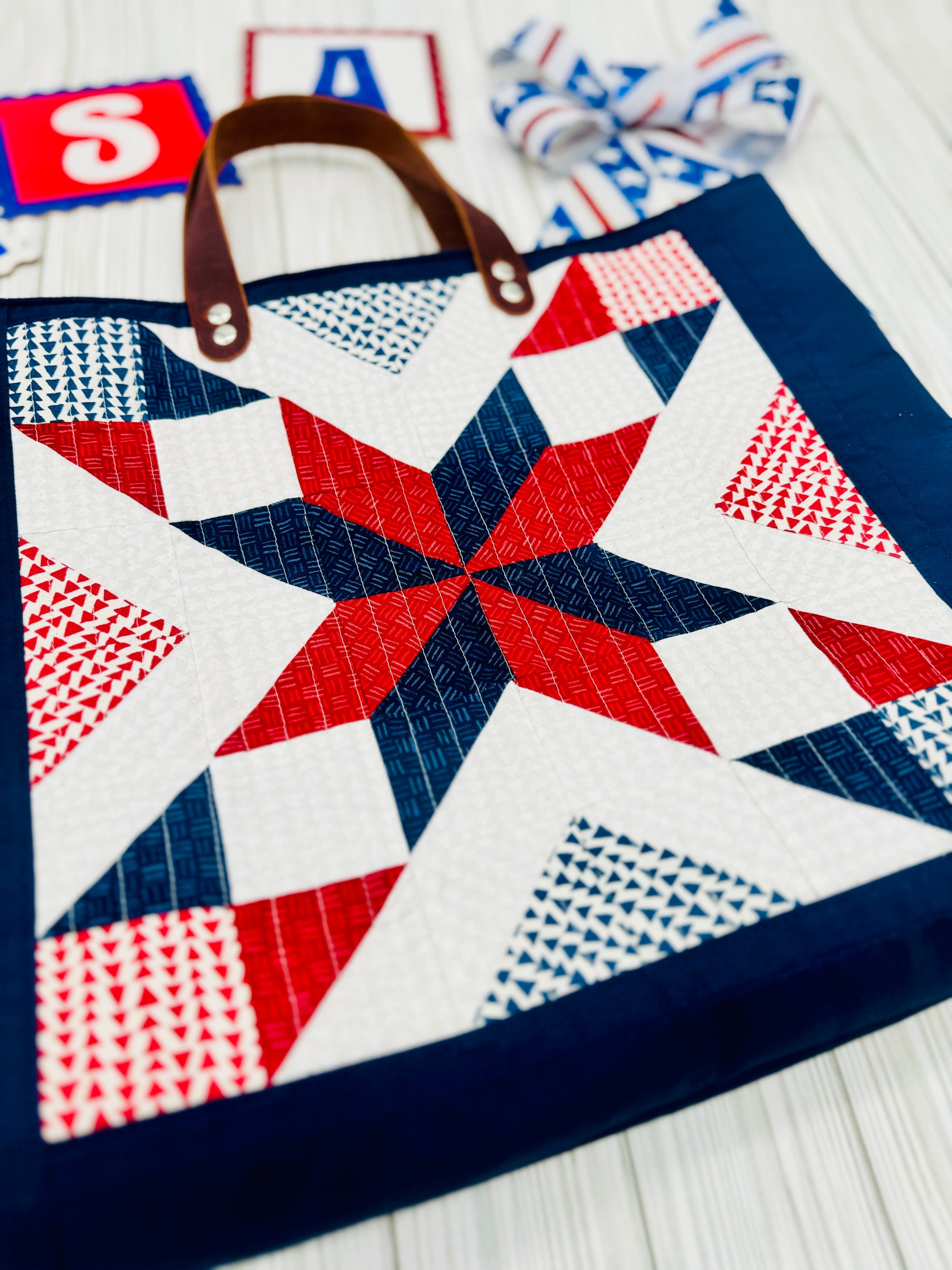 Patriotic Quilted Tote Bag