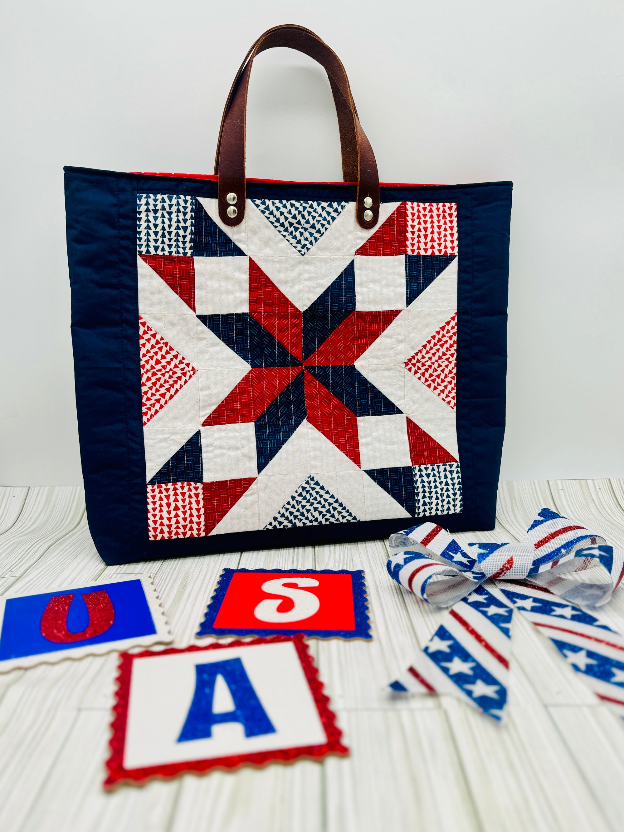 Patriotic Quilted Tote Bag