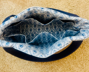 Navy & White Floral Tote Bag