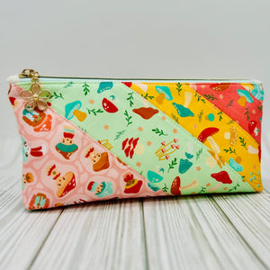 Mushroom Blooms Patchwork Zipper Pouch