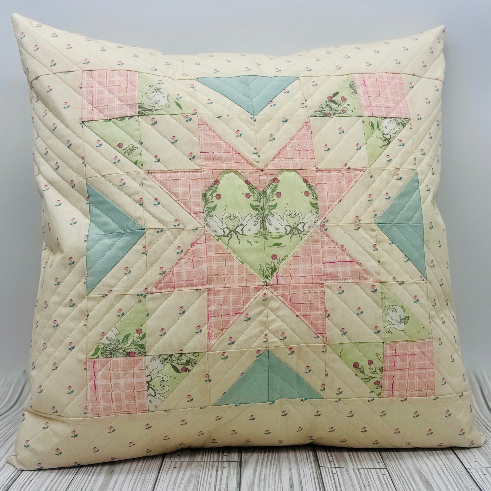 Quilted Heart Pillow Cover (Pillow not Included)