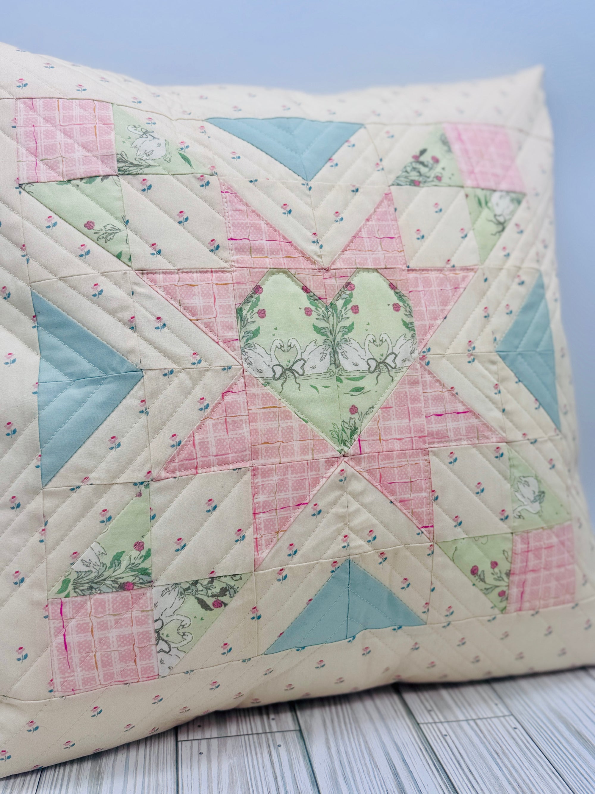 Quilted Heart Pillow Cover (Pillow not Included)