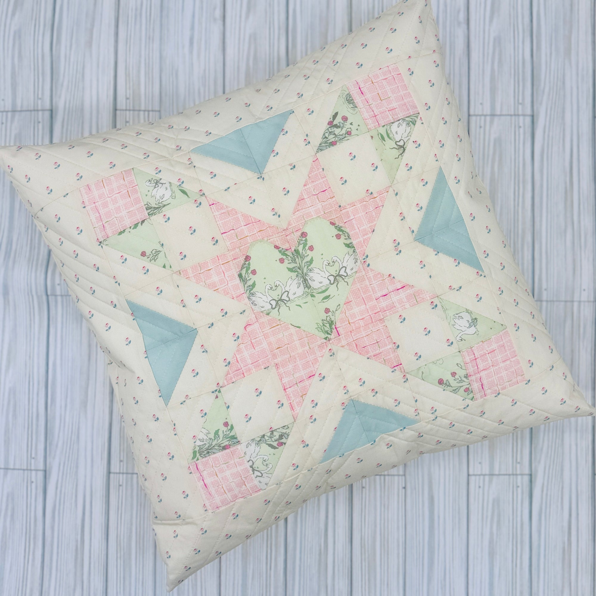 Quilted Heart Pillow Cover (Pillow not Included)