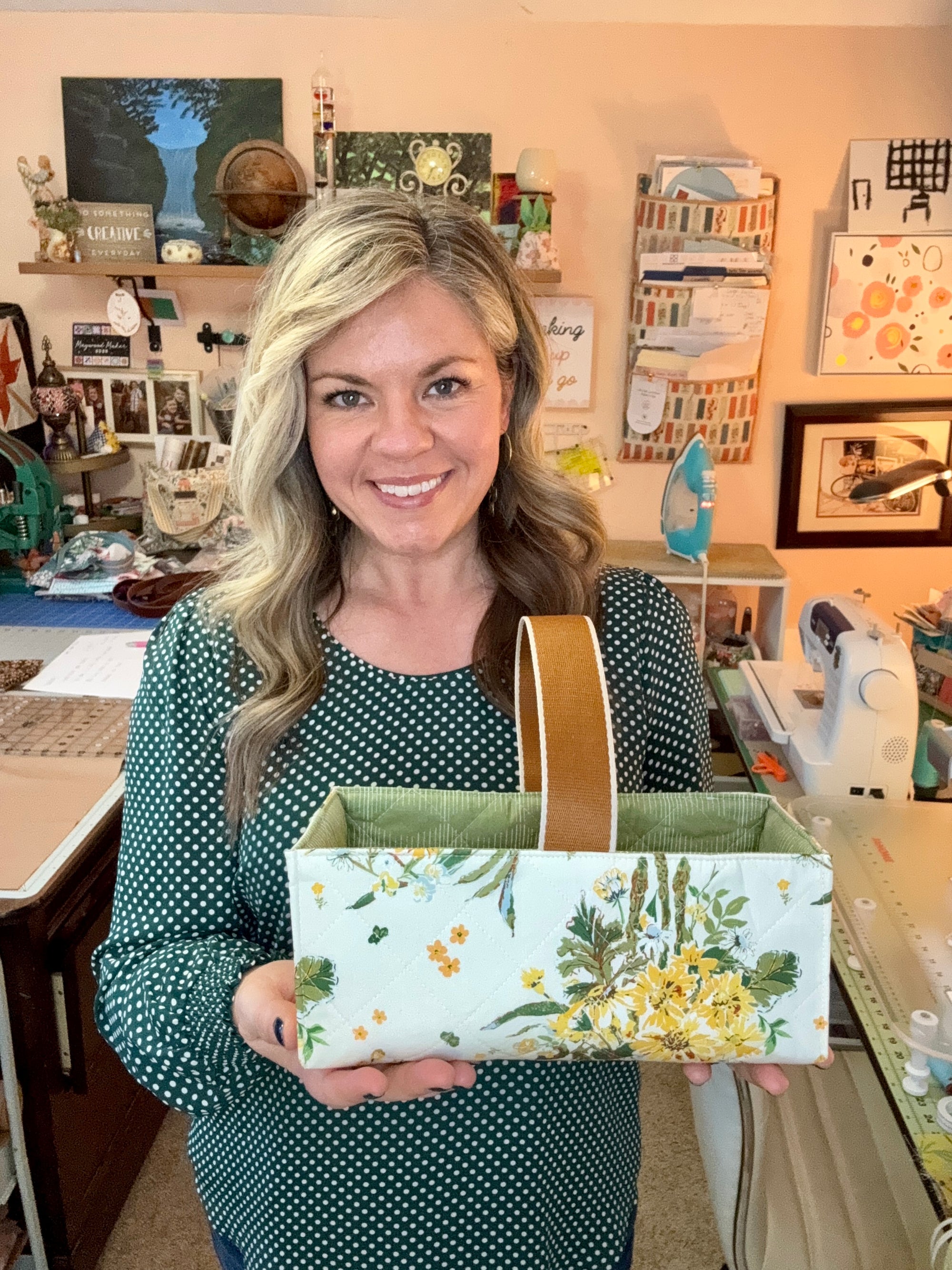 Floral Quilted Fabric Basket