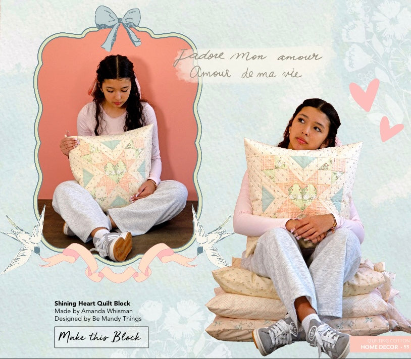 Quilted Heart Pillow Cover (Pillow not Included)