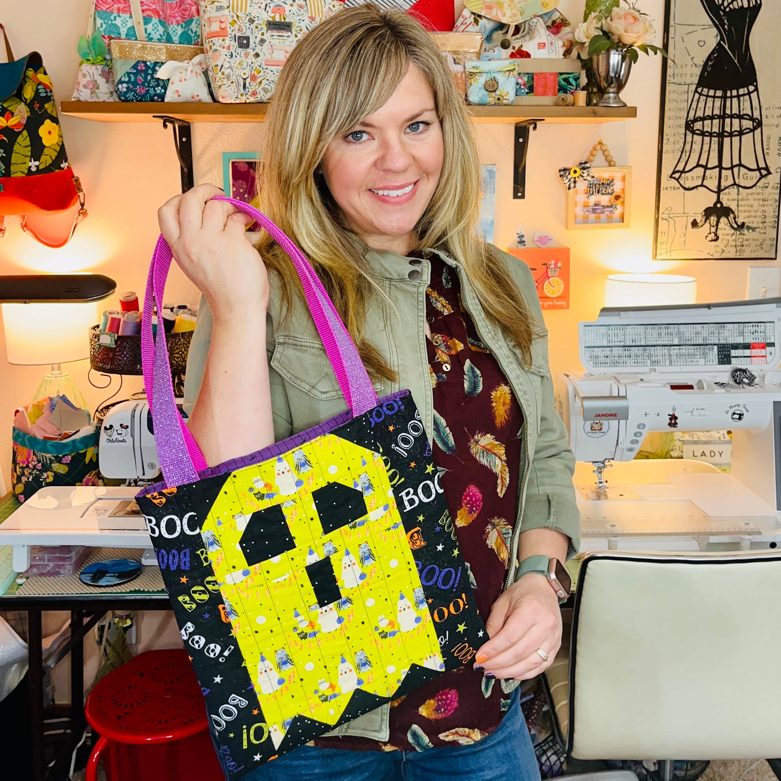 Handmade Halloween Ghost Tote Bag | Quilted Spooky Tote