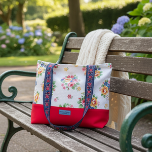 Tote Bag with Faux Leather Bottom