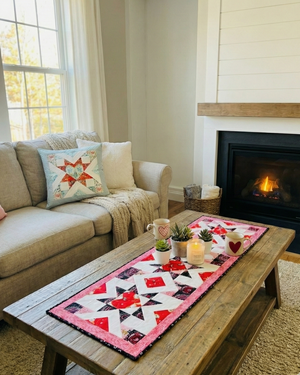 Shining Heart 3-in-1 Quilt Pattern – Block, Pillow & Table Runner PDF