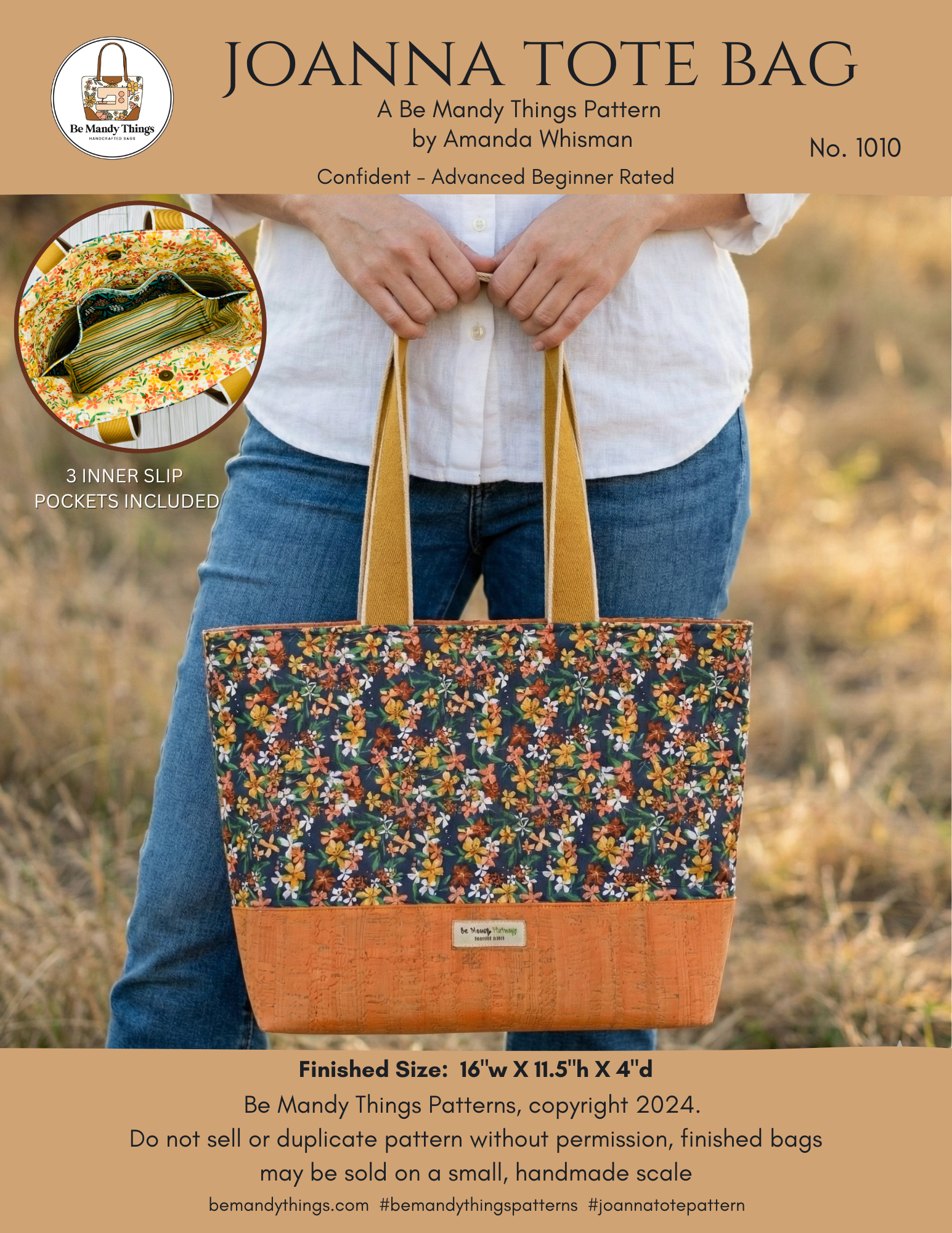 Joanna Tote Bag Pattern – Confident Beginner PDF Sewing Pattern
