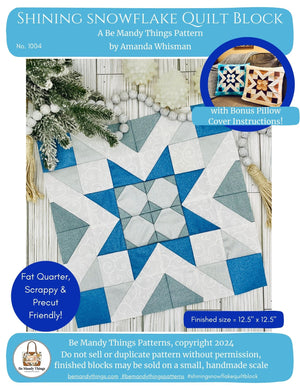 Shining Snowflake Quilt Block & Bonus Pillow Cover - PDF Version