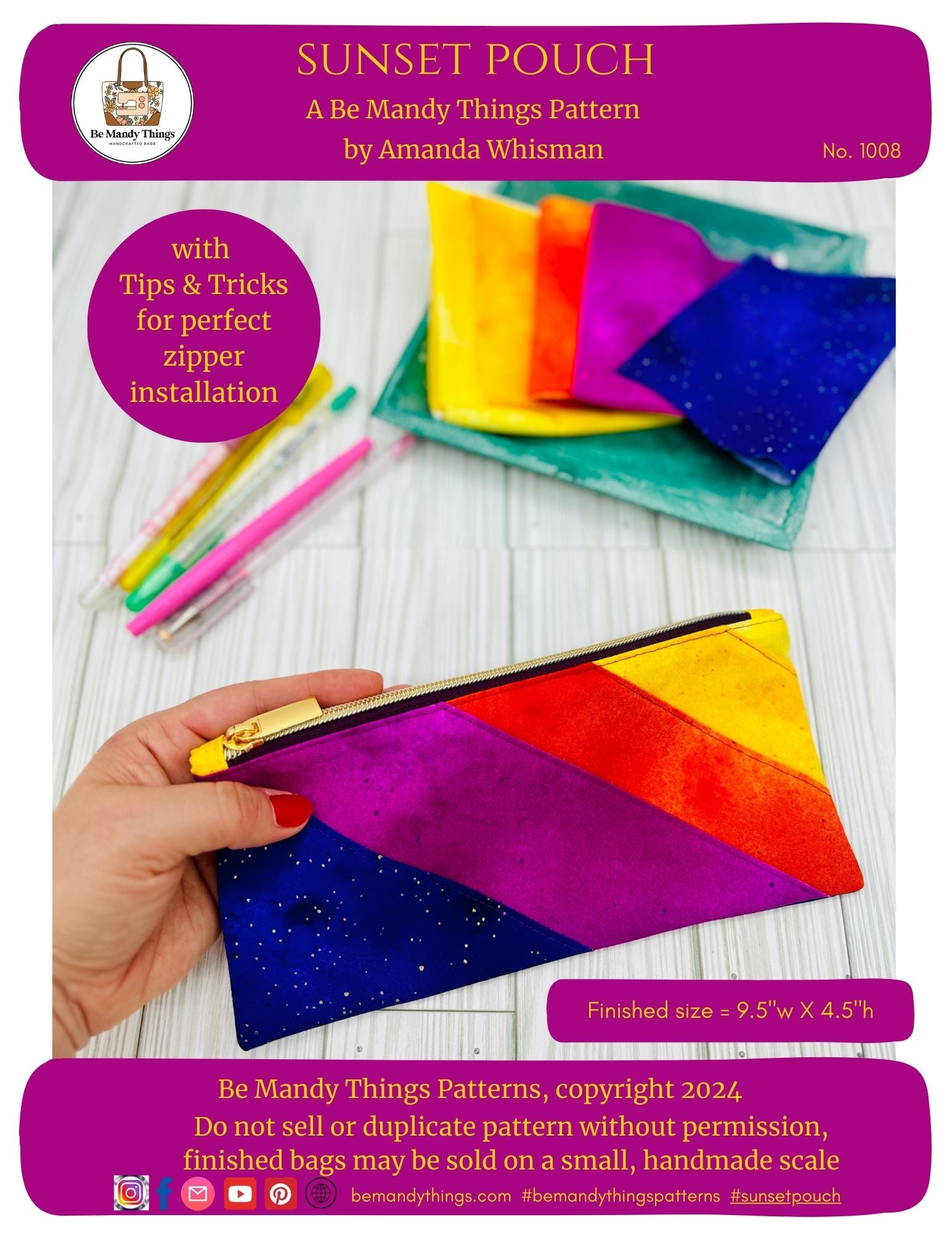 Sunset Zipper Pouch Pattern – Free for Email Subscribers!