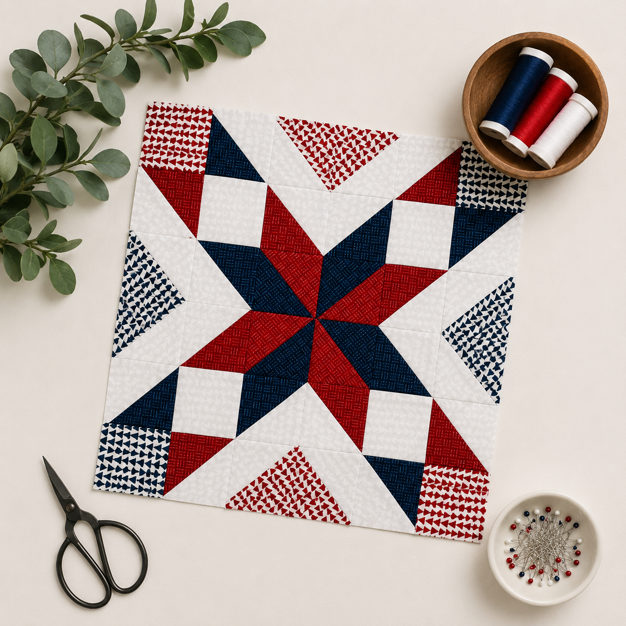 Shining Star Quilt Block - PDF Version