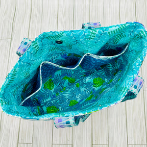 BeMandyThings Botanical Tote and Pouch Set with vibrant tropical leaf patterns and spacious interior