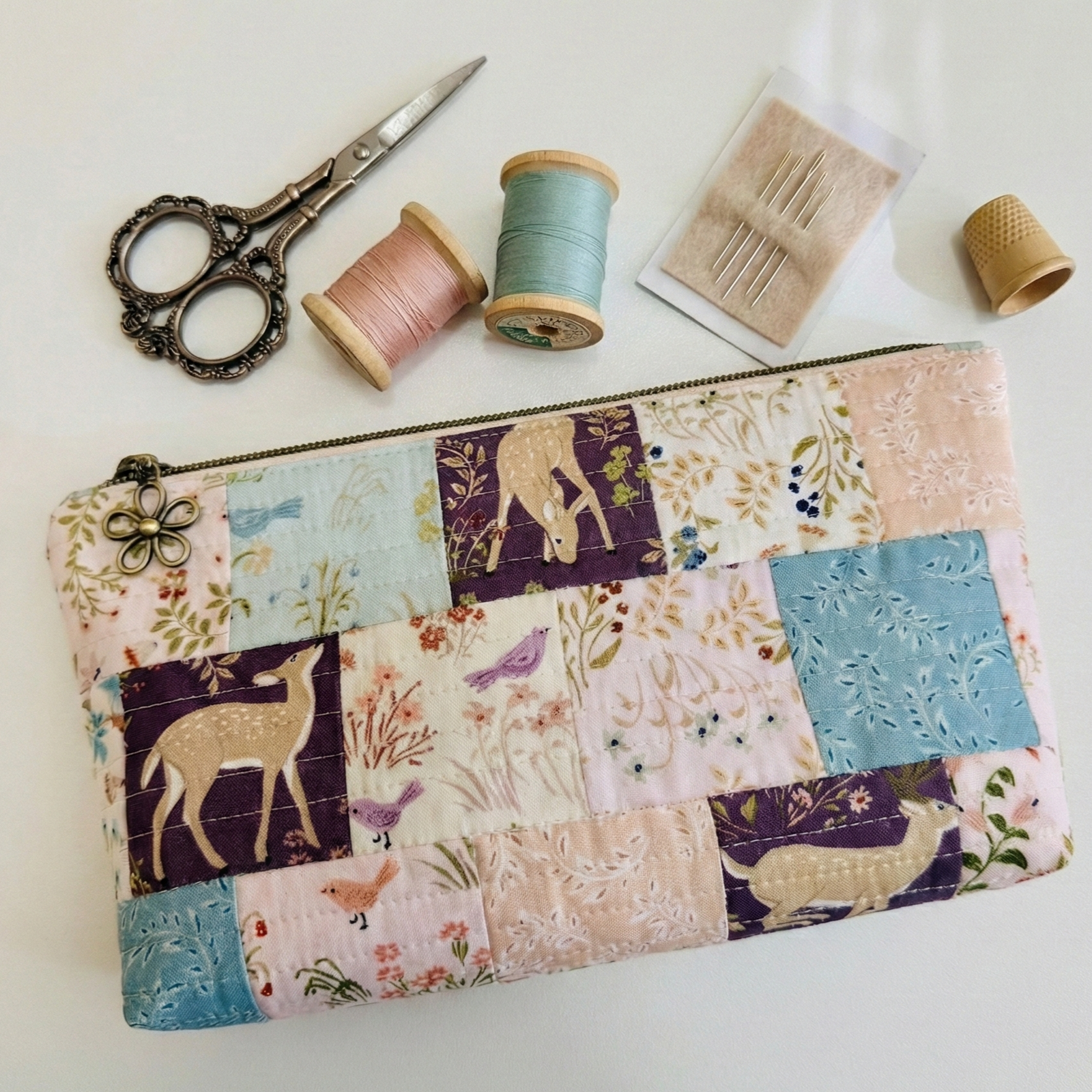 Woodland Patchwork Zipper Pouch