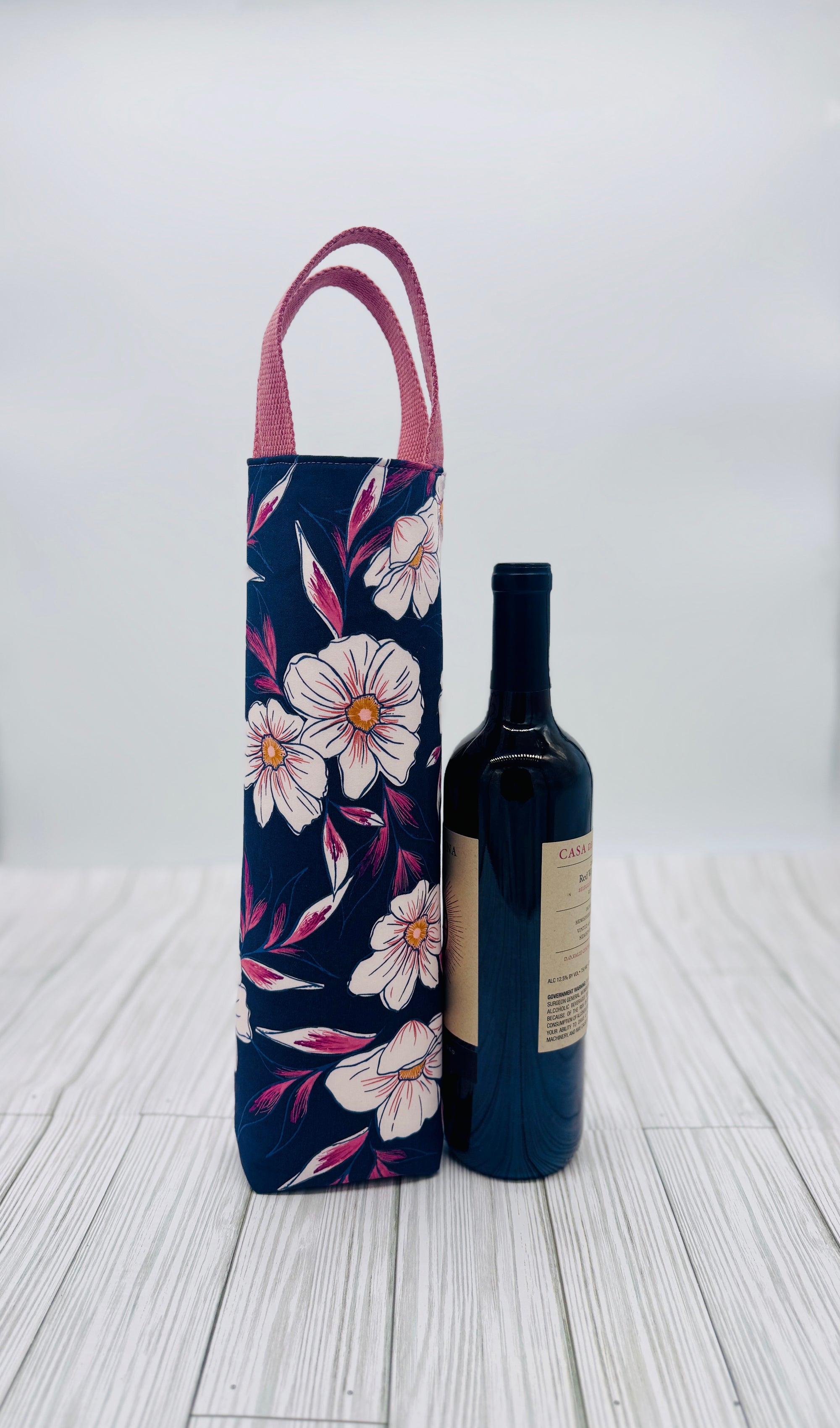 Be Mandy Things grapeful wine bottle tote with floral print designed for stylish wine transport