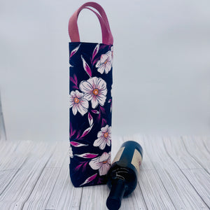 Be Mandy Things grapeful wine bottle tote with floral design and pink handles for stylish gifting